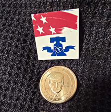 TRUMP JULY 4TH PRIVY DOLLAR WITH PIECE OF BAG AND LABEL 1776-2026 picture