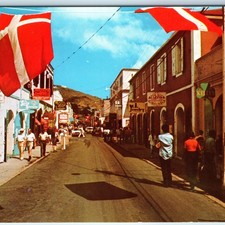 c1970s Charlotte Amalie St Thomas VI Main Street Postcard Apothecary Seiko Shop picture