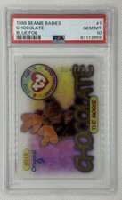 1998 TY BEANIE BABIES CHOCOLATE MOOSE BLUE FOIL ACETATE ORIGINAL 9 PSA 10 POP 1 picture