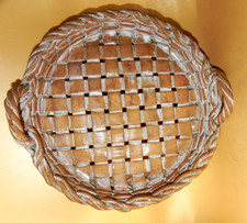 VTG Castellan Handwoven Terracotta Basket w/Handles 1990s Italian Ceramic. picture