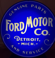Ford Motor Co. Genuine Parts and Service Blue White Advertising Sign Automobiles picture