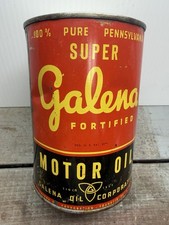 Vintage Super Galena Motor Oil 1 Quart Can (FULL) Soldered Seam Franklin Penna picture