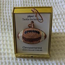 piper.® 2025 Collectibles Christmas Football Ornament Rhinestone Brown/Gold picture