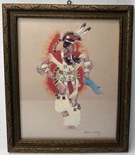 VINTAGE DAVID WILLIAMS PAINTING ORIGINAL 1973 SIGNED NATIVE AMERICAN WAR DANCER picture