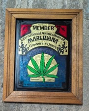Vintage '70s Intl. Assn. of Marijauna Growers & Users Foil Framed  picture