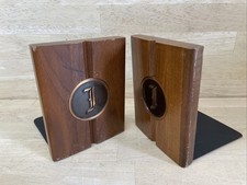 Vintage J Monogram Old English American Walnut Wood Bookend By Hyde Park USA picture