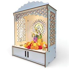 Wooden MDF Temple for Home/Office with LED SPOT Light (21 x 16 x 9 inch, White ) picture