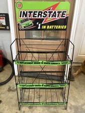 Vintage Interstate Battery Display Rack - Gas Station Stand, Oil, Advertising picture