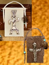 NATIVE SOUTHWEST Handmade Miniature TRIBAL ICON SUNCATCHER SET of 2-EXCEPTIONAL picture