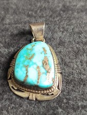 Navajo artist P. Sanchez sterling turquoise Native American pendant 925 new picture