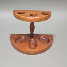 Vintage Dunhill 3-Slot Half-Round Wooden Pipe Stand picture