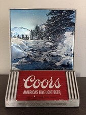 Vtg 1970s Coors Beer Aluminum Counter Sign Mountain Stream Orig Adhesive Backing picture