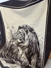 Vintage Lion Blanket Reversible Safari Throw 60x80 Beiderlack Style picture