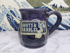 New Deneen Pottery Boots & Saddles Arizona Mug Purple Handthrown USA Coffee Cup picture