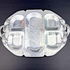 Vintage Trade Continental Mark 537 Hammered Aluminum Floral Divided Tray ~ MINT picture
