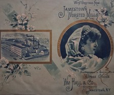 1880s-90s JAMESTOWN New York WORSTED MILLS Victorian card picture