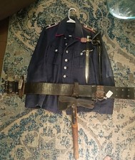 1930s Firefighter Dress Top Belt Axe And Dress Bayonet picture