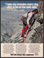 Roche 1980s Magazine Print Advertisement 1983 Rock Climbing Vitamins picture