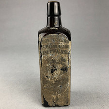 Antique Bottle Dr J HOSTETTER'S STOMACH BITTERS black amber 1850-1890s Quack Med picture