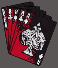 REAPER DEAD MAN'S HAND ACES SKULL SPADE TACTICAL MORALE HOOK PATCH picture