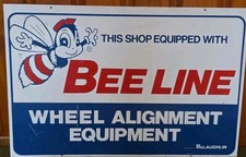 24x36 BEE LINE WHEEL ALIGNMENT EQUIPMENT VINTAGE DOUBLE SIDED METAL... picture