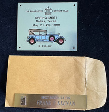 Vintage Rolls Royce Owners Club Dash Plaque Badge 1999 Dallas, TX Spring Meet picture