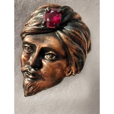 Vintage 1940 THIEF OF BAGDAD Genie Turban Brooch Ruby Cabochon Unsigned EXC picture