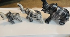 Elephants various size Gray White heavy family of 3 picture