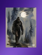 Bigfoot Under the Full Moon LIMITED EDITION ACEO Giclee | Numbered X/25 | Crypti picture