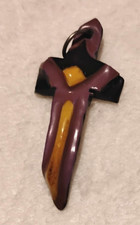 TAXIDERMY DEER ANTLER PURPLE ABSTRACT CROSS PENDANT JR CHARLIE OUTSIDER ARTIST picture