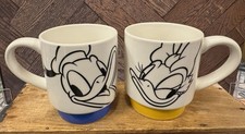 New Disney Daiso Japan Donald Duck Daisy Duck Stackable Mug Set Coffee Cups 2pc picture