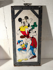 Vintage Self-Framed Tin Litho Disney Character Salvaged Display Panel picture