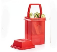 Tupperware Pick A Deli 4 1/2 Cup Chili Red w/Lift Up Strainer MESS FREE BPA FREE picture