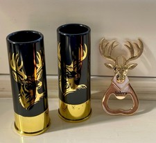 Glenfiddich Solera Whisky Bottle Opener & A Pair Of 12 Gauge Shot Glasses. picture