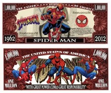 25 Marvel's Spider-Man Collectible Comic Superhero Money 1 Million Dollar Bills picture