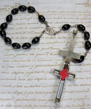 RARE St. Therese of Lisieux Chaplet & Reliquary Cross Crucifix Ex Arca Sepuleral picture