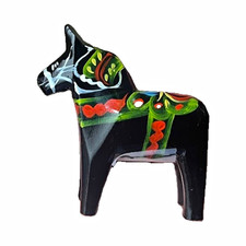 Vintage Swedish Dala Horse Hand Painted Wood Folk Art Figurine with tag picture