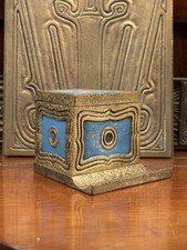 Antique 20thC Tiffany Studios Bronze Blue Enamel Miniature Inkstand W/Pen Tray picture
