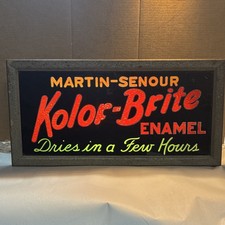Vintage Martin-Senour Kolor-Bright Enamel Reverse Glass Lighted Sign picture