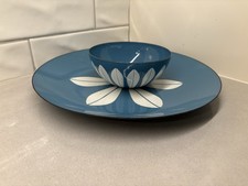 Vintage Cathrineholm Lotus Blue White 12” Platter & 5.5” Bowl Norway MCM picture