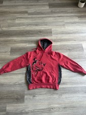 Vintage Disney Parks Mickey Mouse Red Black All Over Print Hoodie Medium Y2K picture