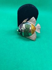 RARE VINTAGE - 1992  ESTEE LAUDER ENAMELED GOLD TONE PARFUME BOX DECORATIVE FISH picture