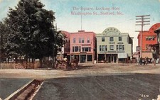 Sanford Maine The Square, From Washington St., Color Lithograph Vintage PC U7329 picture