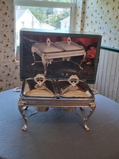 Vintage INTERNATIONAL SILVER COMPANY DOUBLE QUART COVERED HOSTESS FOOD SERVICE picture