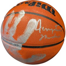Jerry West Autographed NBA Basketball with Hand Print and 