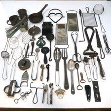 Vtg Retro Cooking Kitchen Utensil Lot Metal Graters Strainers Country Farmhouse picture