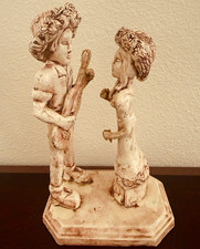 Signed M Guarino Ceramic Guitar Musician Couple Sculpture Figurine 12” picture