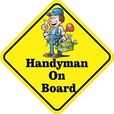 StickerTalk 5in x 5in Handyman On Board Sticker Car Truck Vehicle Bumper Decal picture