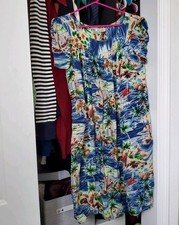 Vintage 1940’s 50’s Hawaiian Rayon Muumuu Tiki Hula Novelty Dress WWII Era picture