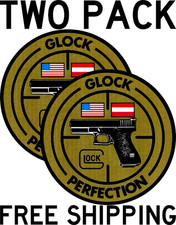 TWO PACK VINTAGE GLOCK PERFECTION GEN 1 1990s DECAL STICKER LABEL picture